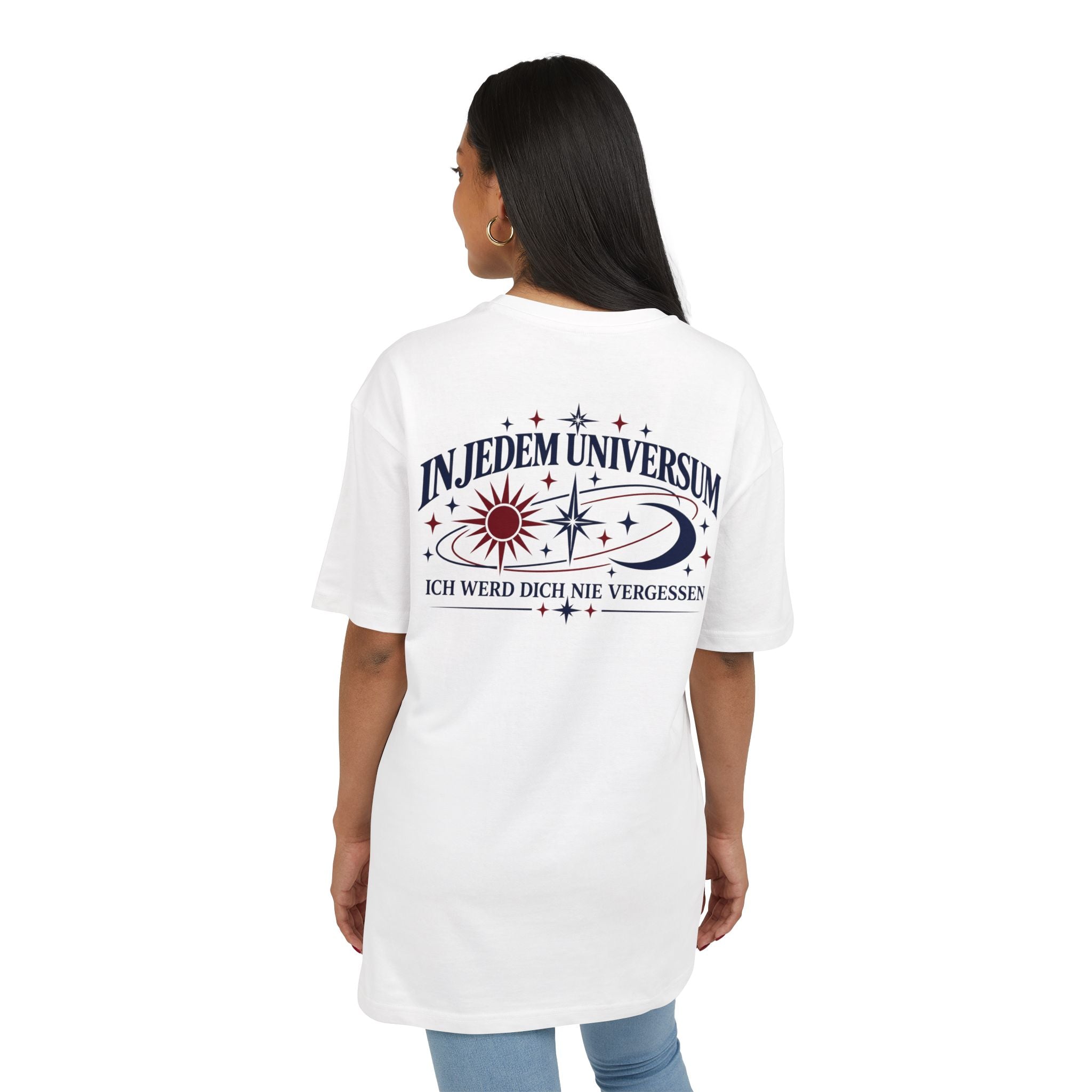 Astrology Graphic Tee — “In Jedem Universum / Ich werd dich nie vergessen” Oversized T‑Shirt