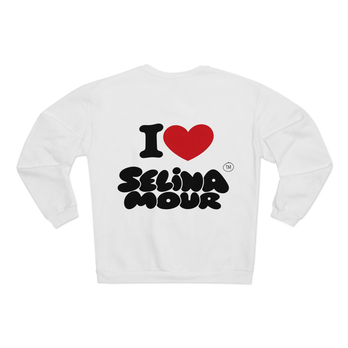 Crewneck Sweatshirt — I  Selina Mour Back Logo, Small Heart Chest