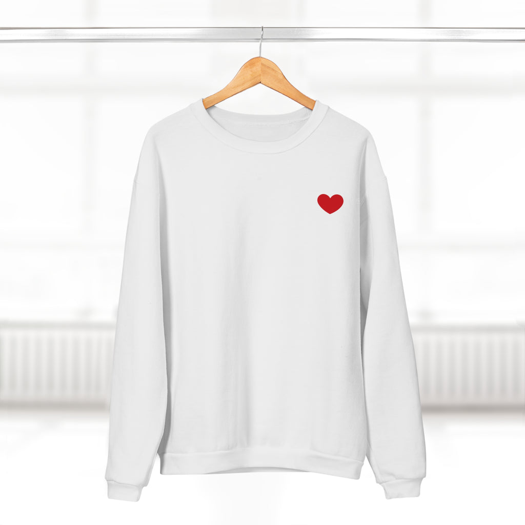 Crewneck Sweatshirt — I  Selina Mour Back Logo, Small Heart Chest