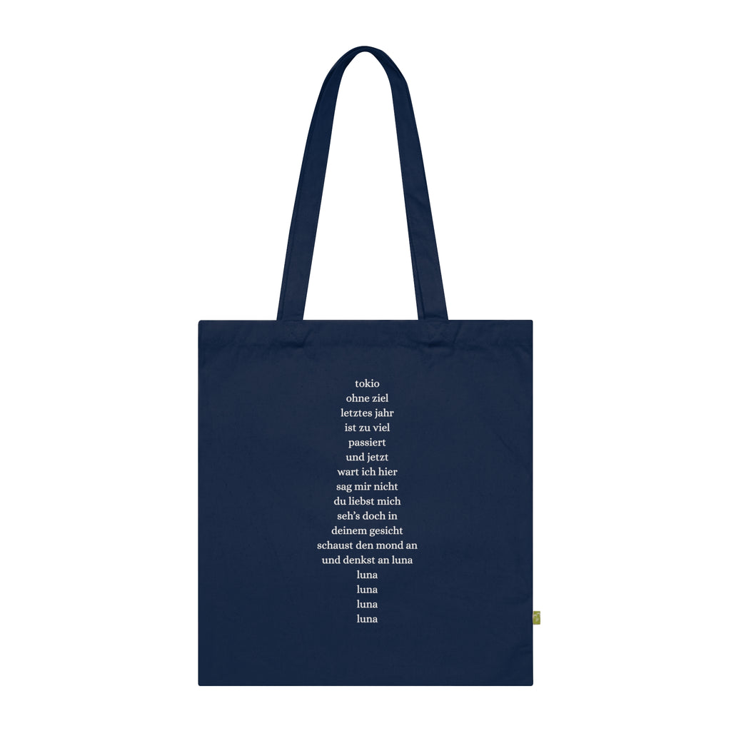 LUNA Tote Bag — Full Moon Graphic Organic Cotton Tote with Lyric Print