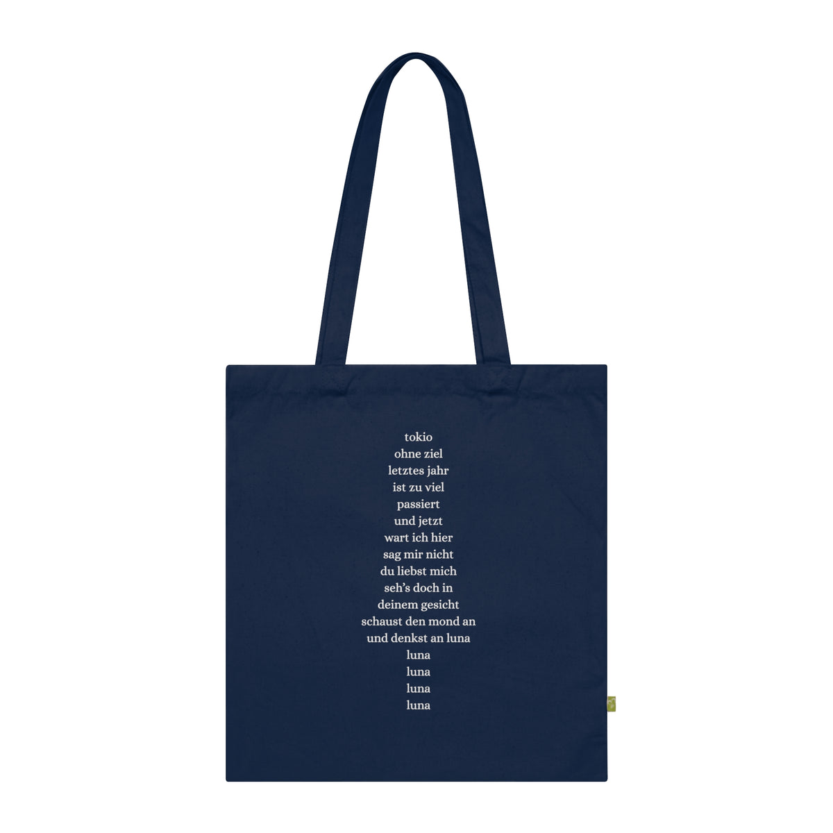 LUNA Tote Bag — Full Moon Graphic Organic Cotton Tote with Lyric Print