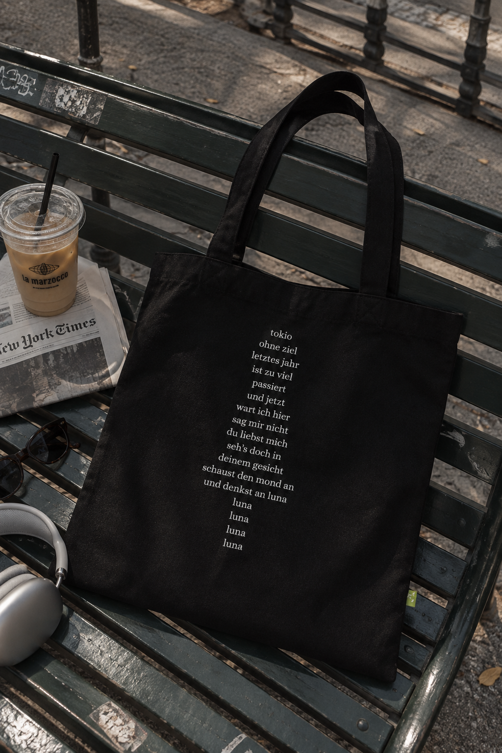 LUNA Tote Bag — Full Moon Graphic Organic Cotton Tote with Lyric Print