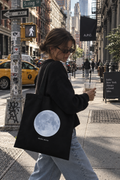 LUNA Tote Bag — Full Moon Graphic Organic Cotton Tote with Lyric Print