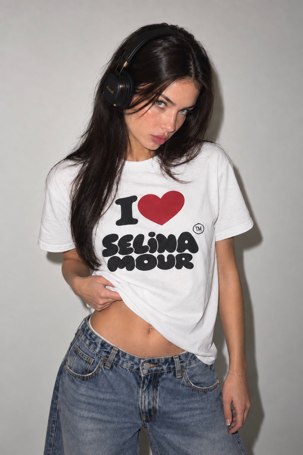i love selina mour tee white
