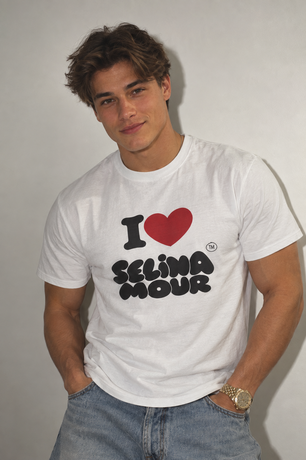 i love selina mour tee white