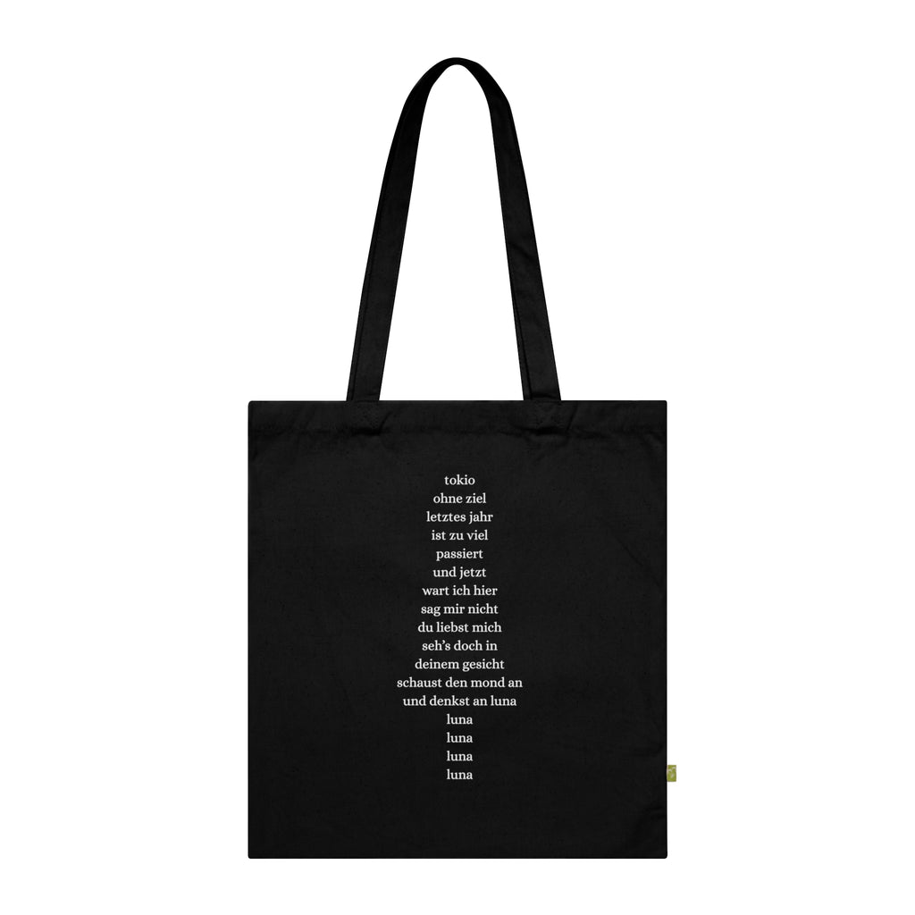 LUNA Tote Bag — Full Moon Graphic Organic Cotton Tote with Lyric Print