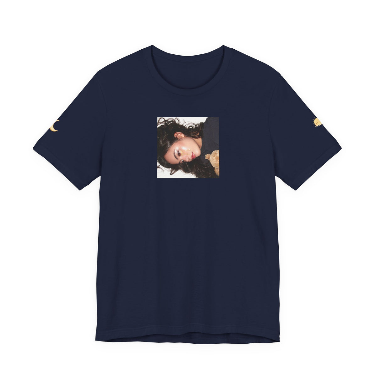 White Photo Portrait Tee — Square Close-Up Graphic T-Shirt