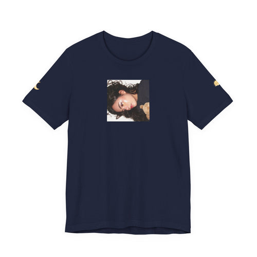 White Photo Portrait Tee — Square Close-Up Graphic T-Shirt