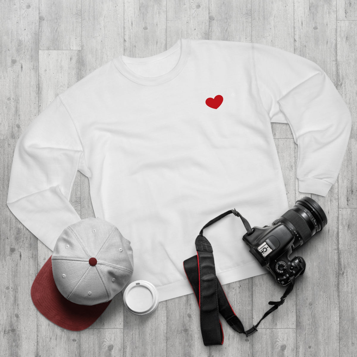 Crewneck Sweatshirt — I  Selina Mour Back Logo, Small Heart Chest